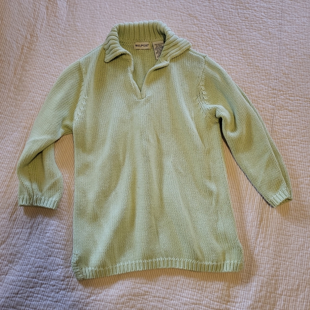 White Stage Cable Knit Sweater